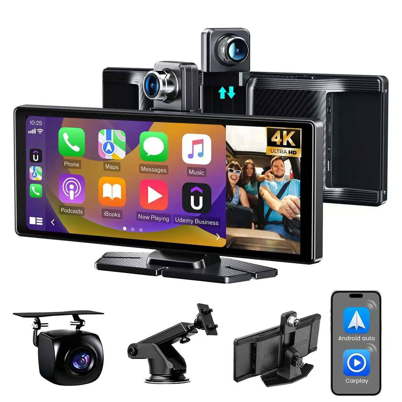 10.26 " 4K Ultra HD Portable Car Stereo withWireless Carplay , mirror link fm，Carplay Radio touchScreen, Car Video Players for any car touch screen