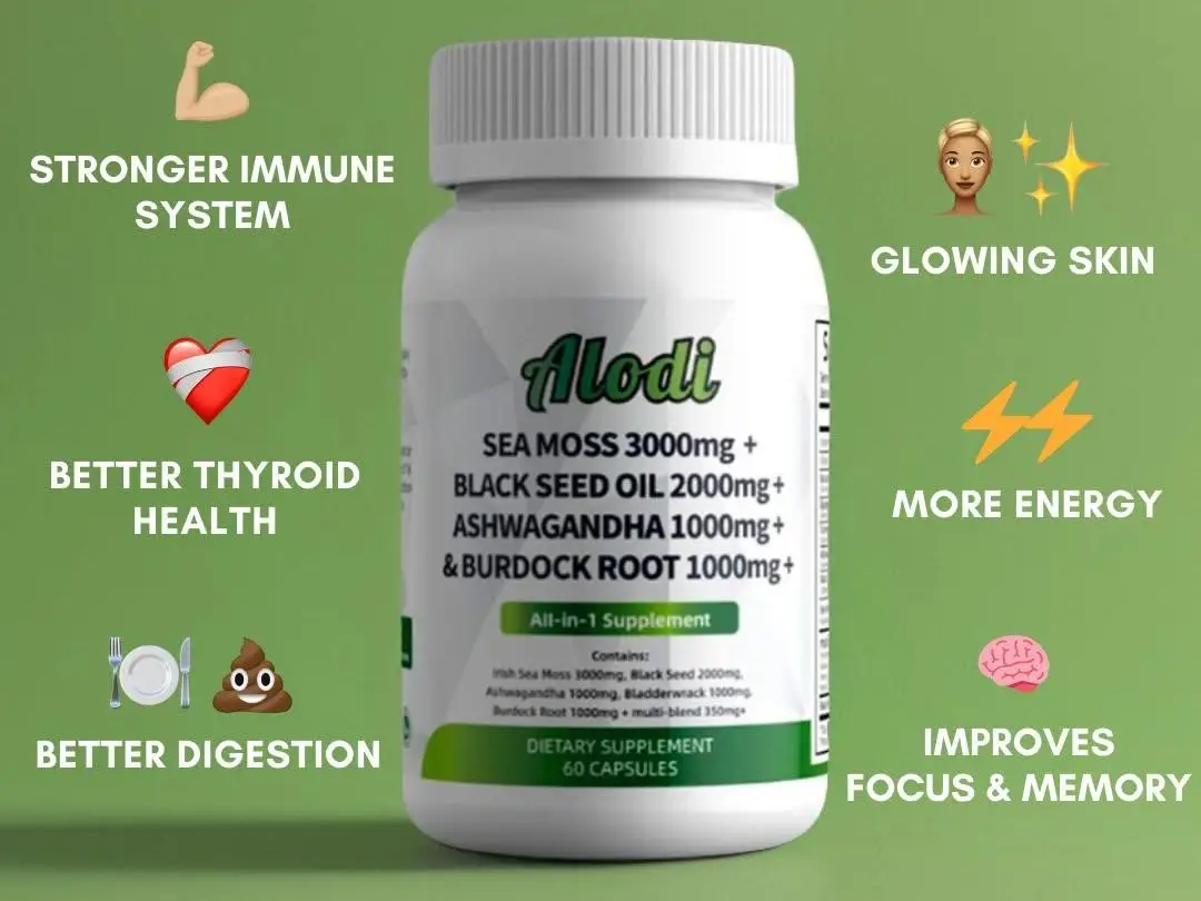 Sea Moss Capsules with Black Seed Oil, Ashwagandha, Bladderwrack, Turmeric + mor...