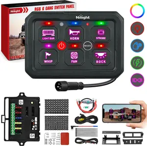 Nilight 6 Gang Switch Panel Circuit Control Relay System APP RGB Backlight Fuse Wiring Harness Toggle Momentary Strobe Flash Modes Automatic Dimmable 12V 24V ON Off Pod for Car Truck Camper SUV, 12-24V Power, App Control, Cars/Suvs Car Player