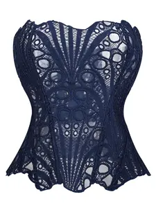 Coquette Pink Sheer Eyelet Lace Strapless Corset, Boned Waist Slimming Sexy Bustier for Evening Date Night Birthday Photoshoot