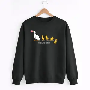 Stylish Women's Crew-Neck Sweatshirt – 'Fun Ducks: Definitely Not in a Row' Design