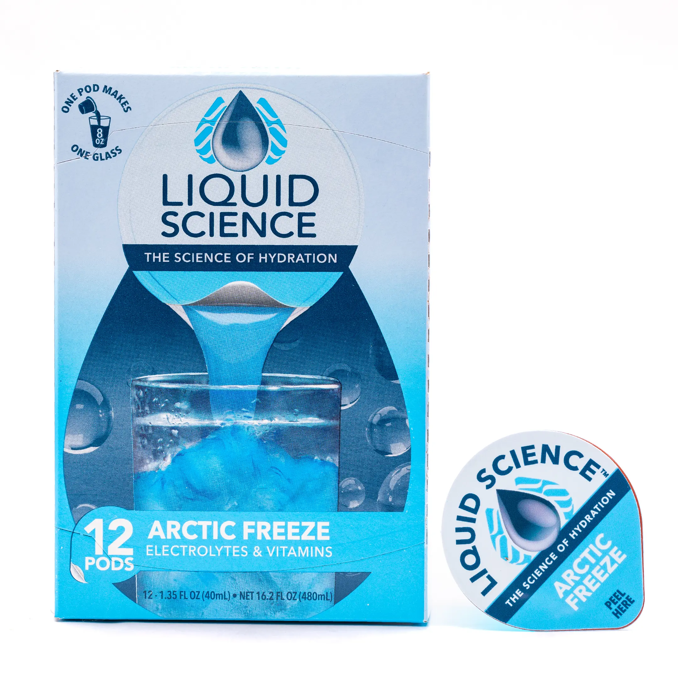 Liquid Science Hydration Concentrate Single Serve Liquid Pods Arctic Freeze 12 Count Electrolytes & Vitamins for Rapid Rehydration