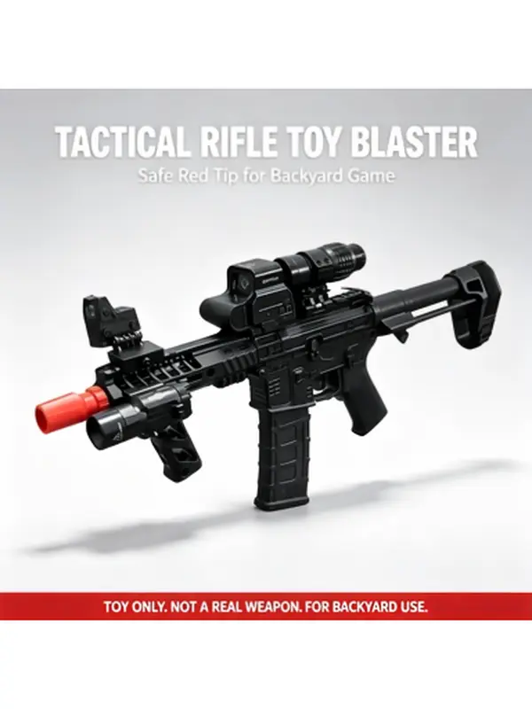 Splatter Ball Blaster Tactical Rifle Style, Full Auto Electric Toy with Red Dot Sight, Safe Red Tip Backyard Shooting Game Gift for Teen Boys Age 14+