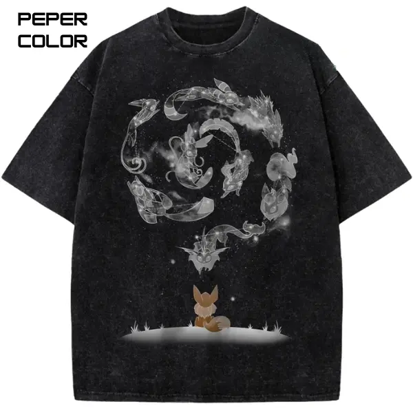 EEevee EEvolutions Graphic T-Shirt, PKM Anime Shirt, Anime Vintage T-Shirt, Stylish Crew Neck Short Sleeve T-Shirt, Unisex Streetwear shirt, Gift for Him Her, Gift for fans