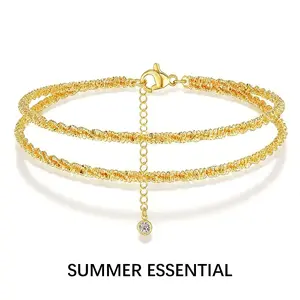 Dainty Layered Waterproof Anklet For Women Adjustable Womens Anklet Set Stackable Figaro Beaded Cuban Link Anklets Daily Clothing Decor For Beach Summer Trendy All-match & Exquisite Jewelry For Valentine's Day gifts