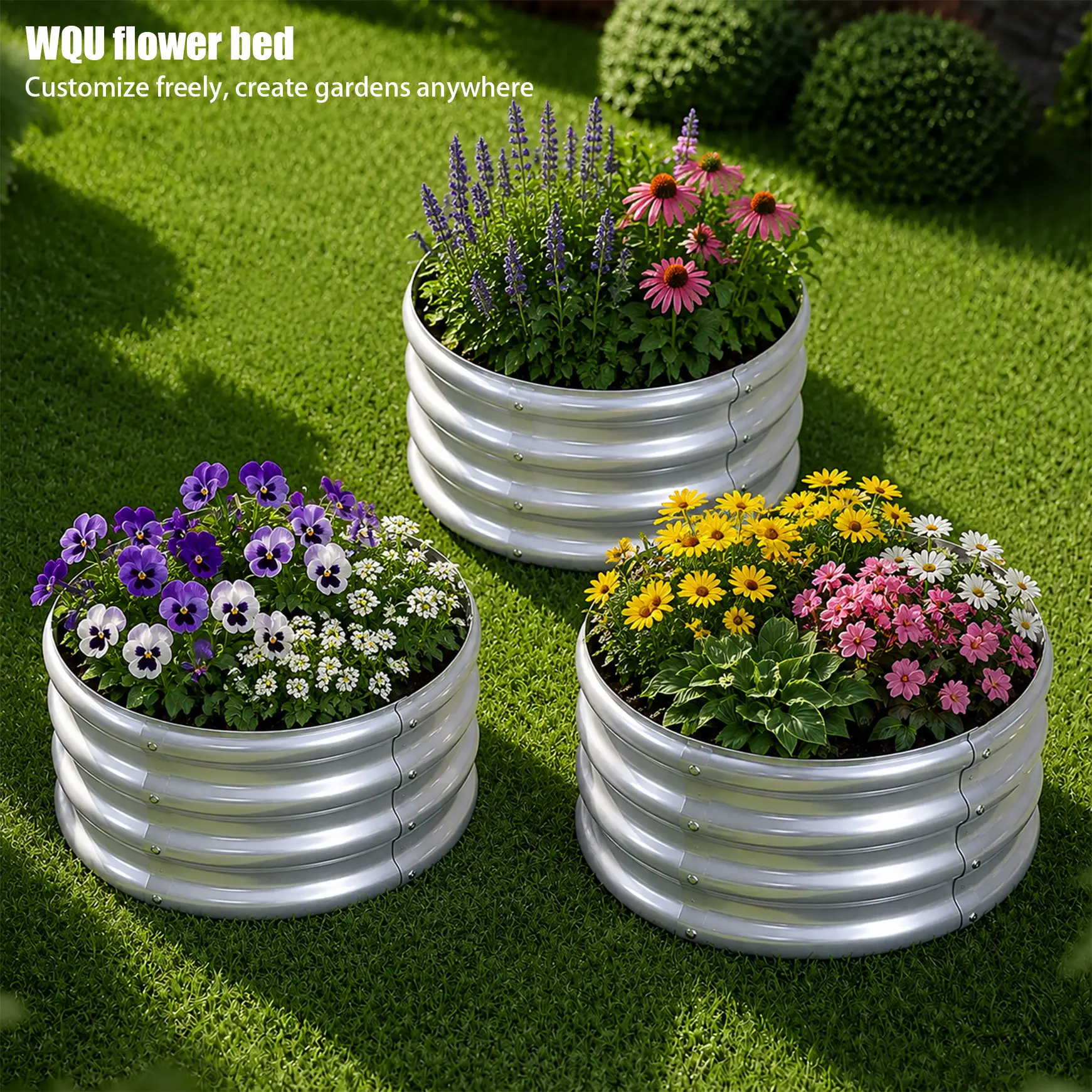 24in Round Galvanized Raised Garden Bed Kit, Heavy Duty Metal Planter for Outdoor Vegetable Herb Flower, 4 Packs Available