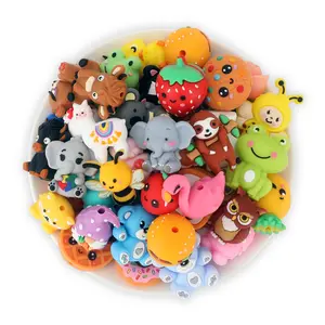 12pcs/20pcs 3D Silicone Beads Set, DIY Mix Beads, DIY Jewelry Keychain Pen Making, Random Cute Animal Food Plant Focal Beads, Craft Accessories for Homemade Gifts