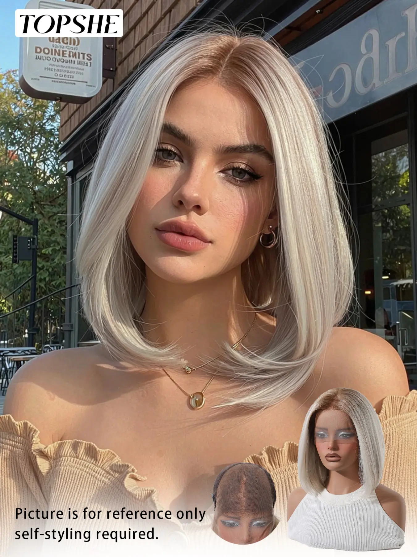 Topshe 13x6 Lace Front Wig Deep Gradient Platinum Bob, Natural Hairline, Short Straight, Breathable Lace, High Heat Resistant