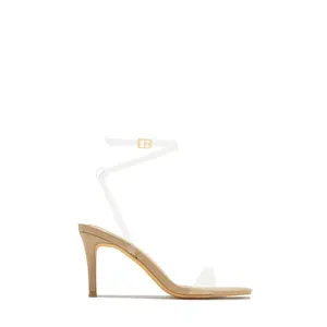 Viana Clear Strap Mid Heels - Nude