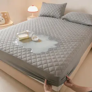 Quilted Waterproof Mattress Protector with Fitted Deep Pocket, TPU Layer, Polyester Soft Breathable Wrinkle-Resistant Dust-Free Durable Bed Cover, Waterproof Mattress Pad for Bedroom Use