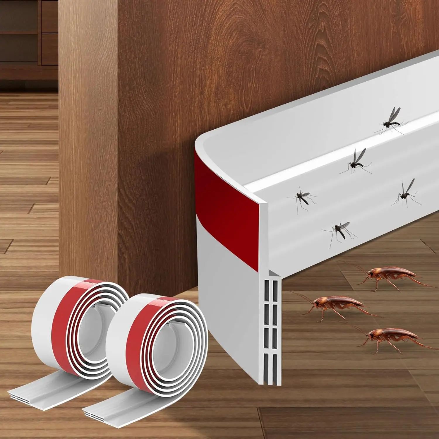 2 Pack Door Draft Stopper Under Door Seal, 2" W x 39" L Cutable Soundproof Door Seal, Adhesive Under Door Sweep for Exterior & Interior Doors Dust and Noise Insulation Weather Stripping-White