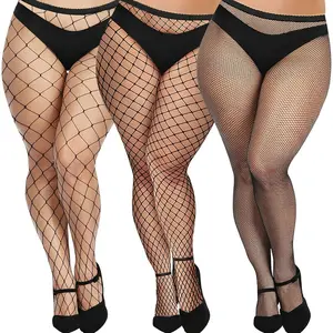 Plus Size Fishnet Stockings for Women - 3 Pairs Sexy Fishnets Tights, Halloween Fish Net Stockings,Gothic Clothes