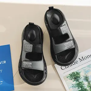 Bdhjydb Men's Summer Outdoor Soft-Sole Slippers with Hook-and-Loop Adjustable Straps, Comfortable for Driving, Non-Slip, Breathable, Casual Sandals, New Trendy Dual-Use Shoes for Teens