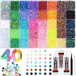 DIY Lovers 40,000Pcs 40 Color Jelly Rhinestones for Bedazzling Kit, 3mm SS10 Resin Flatback Gems with B7000 Glue for DIY Crafts, Shoes, Nails & Tumblers, Perfect Creative Gift for Girls & Crafters