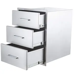 Outdoor Kitchen Drawers, Stainless Steel BBQ Drawer,Flush Mount Built-In Drawer Cabinet for Outdoor Kitchen Island & BBQ Islands