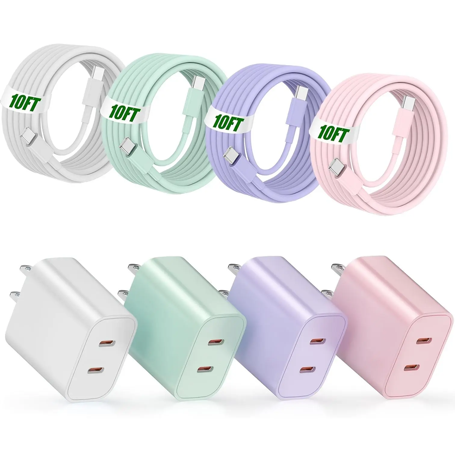 For iPhone 17 Charger,40W Dual USB-C Fast Charger with 10FT USB-C to C Cable for iPhone 15-17 Series