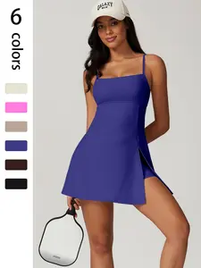 Women's Sports Tennis Dress, Tight Fit Sporty Breathable Adjustable Strap Sports Dress, Fall Ladies Sportswear Clothing for Active Tennis Yoga Cycling, Gym Clothes, Summer Tennis Dresses, Activewear,  crz yoga  workout  set