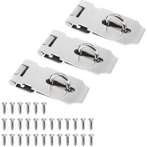 3 Pack Door Lock Latch, 3 Inch Hasp Latch Stainless Steel Safety Padlock Latch, Extra Thick Gate Lock with 30 count Screws DD030-3