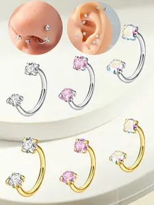 A Round Horseshoe Nose Ring, Made of Stainless Steel with Internal Threading, 8Mm, Suitable for The Nose, Cartilage, Ear Helix, Spiral Piercings, And Lip Hoops, Body Jewelry