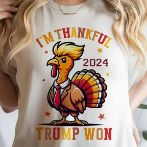 I'm Thankful Trump Won Shirt, Return Celebration Tshirt, They Are Eating Turkey, Funny Donald Trump, Thanksgiving Political Crewneck Cotton