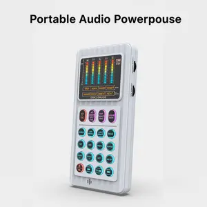 Portable Mixing Console Sound Card with 4-Voice Changer AI Noise Reduction 6 Custom Sound Pads 600mAh Battery for Streaming Gaming Podcasting