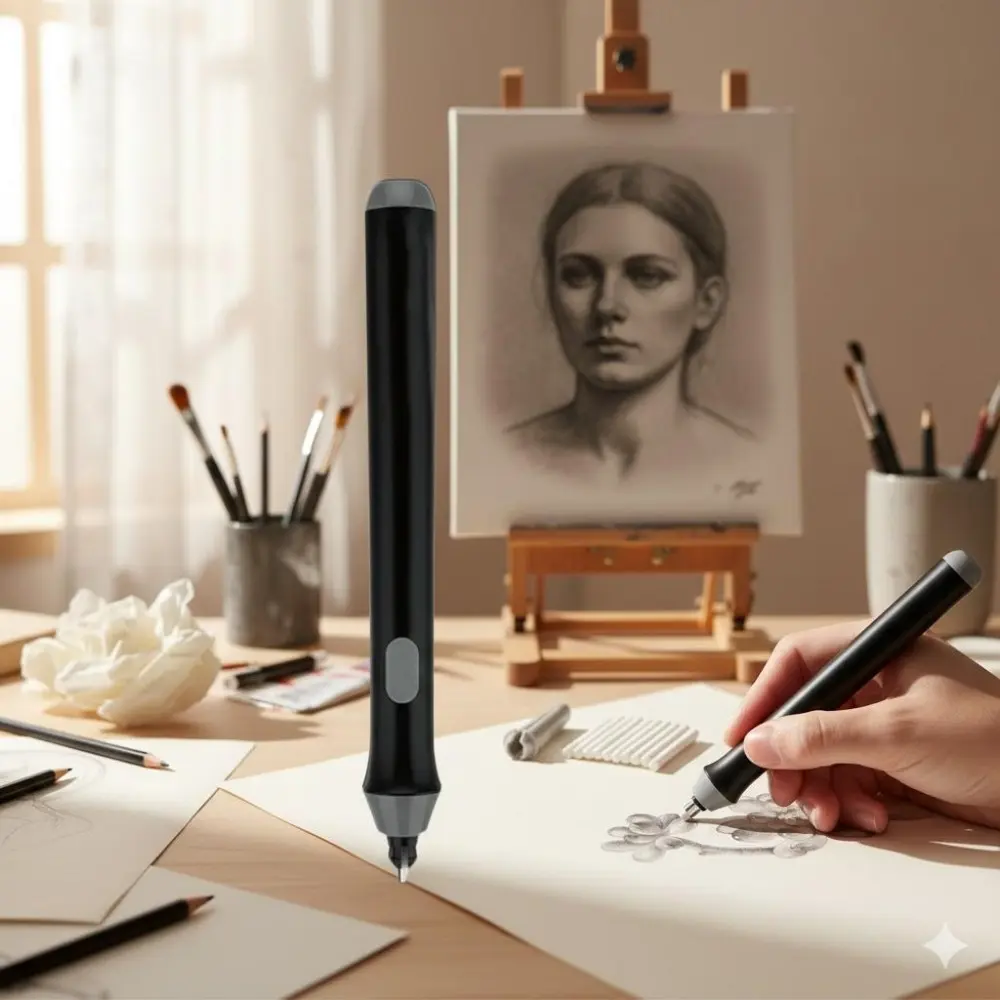 Professional Electric Eraser Kit: Reversible Tips for Detail Erasing, Highlighting, and Precision Cleaning. Portable Tool for Artists and Students. Rechargeable, Anti-Misoperation Design. Perfect Creative Gift!