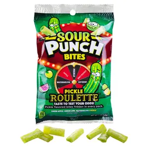 Sour Punch Bites Pickle Roulette - Fruit gummies with a chance they taste like pickles!