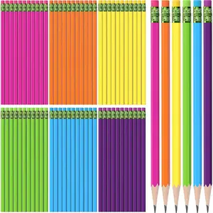 60 Pcs HB #2 Unsharpened Wood Cased Pencils with Eraser Hexagonal Cute Graphite No 2 Pencils for Adults Gifts Exam School Office Sketching Learning(Rainbow Color, Green)