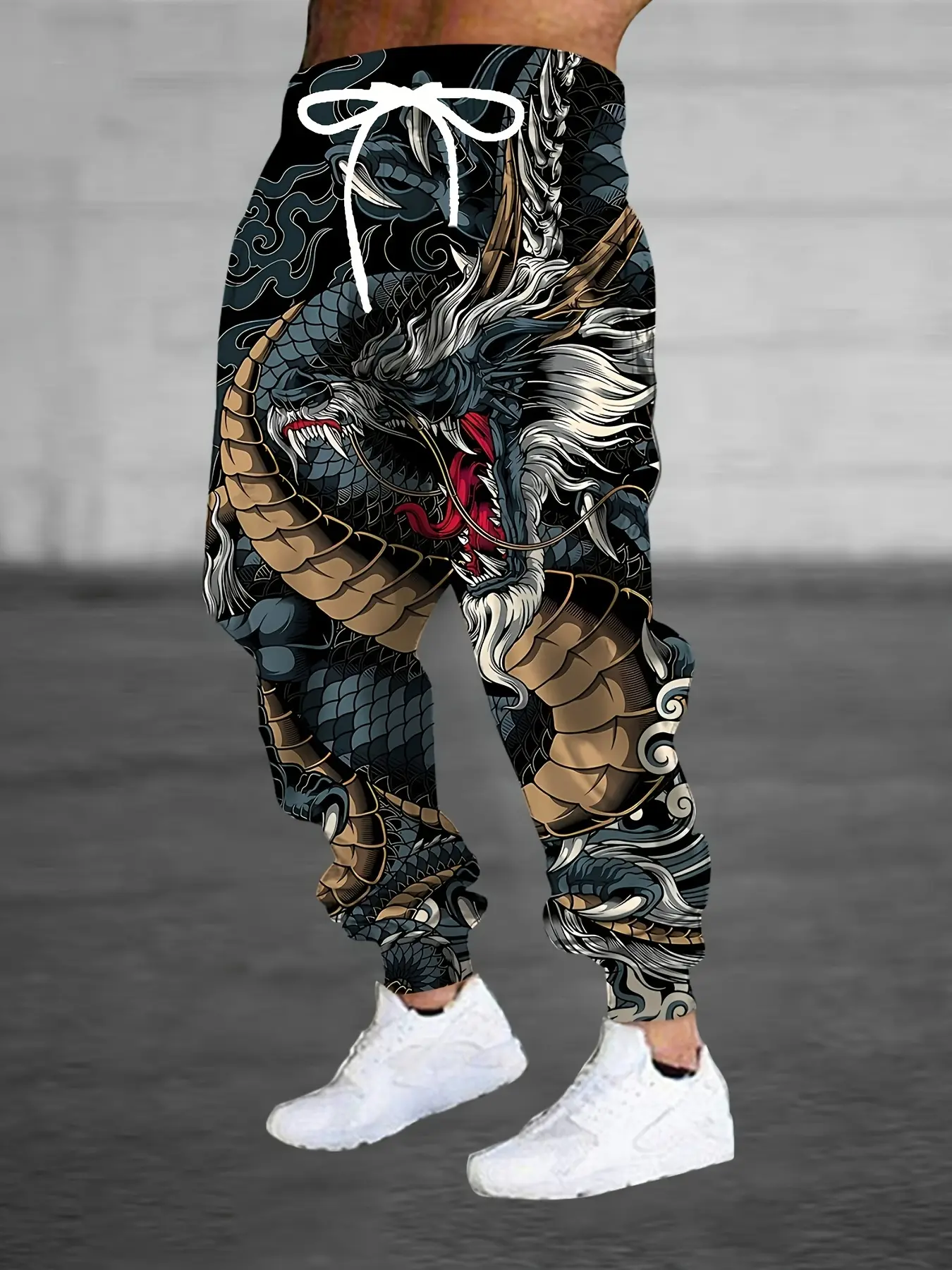 Fashion Design Men's 3D China Dragon Print Sports Trousers Drawstring and Pocket Fashion Trousers Casual Jogging Pants Casual Fashionable Pocket Casual Comfy Trouser Casual Wear Bottoms