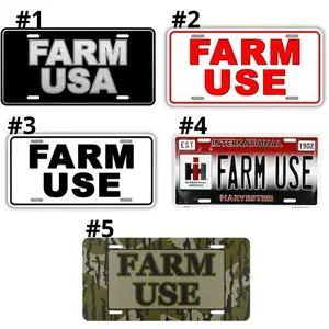 FARM USE License Plates, Durable Aluminum Tractor and Truck Plates, Weatherproof Farm Vehicle Front Plates, Vintage Rustic Outdoor Farm Decor, Set of 5 Designs