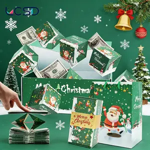 20 Bounces Christmas Surprise Gift Box, Unique Folding Envelope, Contains Color Paper, Perfect for Birthdays, Anniversaries, Valentine's Day, Christmas