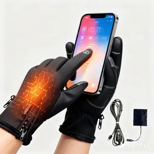 Heating Gloves USB-Powered with 3-Temperature Settings, Real-Time Heating, USB-Powered Hand Warmer for Skiing, Snowboarding, Commuting - Battery-Free Operation, Plug & Play (Compatible with Smartphones/Tablets/Laptops) Touchscreen Windproof Winter heated