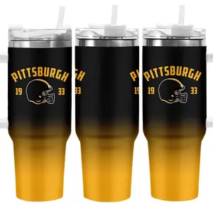 Pittsburgh 40 oz Stainless Steel Cup with Handle Vacuum Insulated Double Wall Tumbler for Coffee & Iced Tea Leak Proof Lid Dishwasher Safe Gift for Women