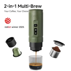 HiBREW H4C 2-in-1 Portable Coffee Maker Compatible with NS capsule & Ground Coffee For Travel, Car, Home & Office Portable expresso  Machine Espresso Tools