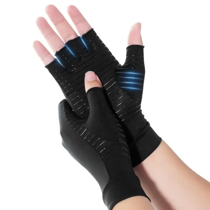 Arthritis Gloves, Fingerless Non-Slip Breathable Gloves for Arthritis Carpal Tunnel Pain Relief, Hand Pain, Fit Women & Men | Medium