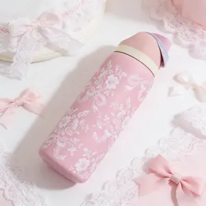 OW(Lace Pink) Dual-Drink Outdoor Sports Water Bottle With Straw, 32oz/945ml, Perfect For Outdoor Camping/Cycling. Features A One-Handed Opening Design, Double-Walled Vacuum Insulation, And A Snap-Lock Portability. Keeps Ice Cubes Warm For 8-12 Hours