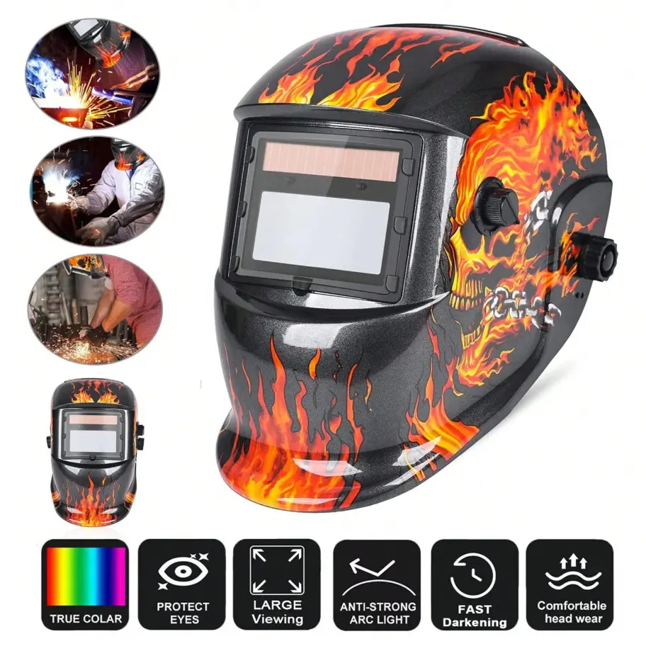 True Color Solar-Powered Auto-Darkening Welding Hood Mask - Insulated, Heat-Resistant, Anti-Glare & Anti-Scald Protection for Automotive Use, Lightweight Wear, Father's Day Gift Idea