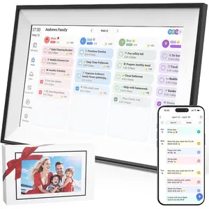10.1 Inch  Family Digital Calendar with Touchscreen - -in- Planner, Chore & Meal Chart, Syncs with /Outlook/iOS, WiFi Desk Organizer & Digital Photo Frame (Black)