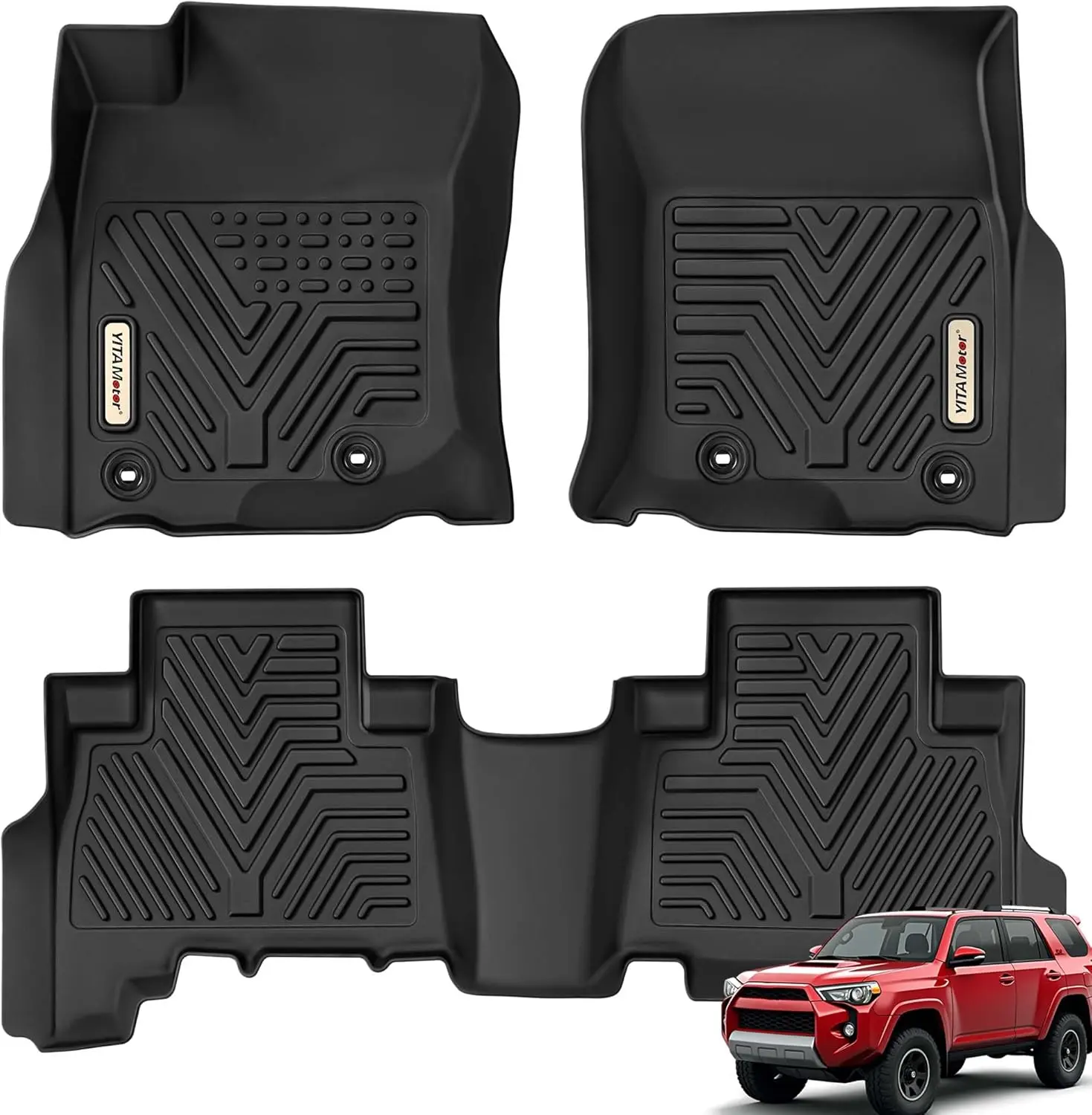 TPE Floor Mats fits 2013-2024 Toyota 4Runner, All Weather, Waterproof