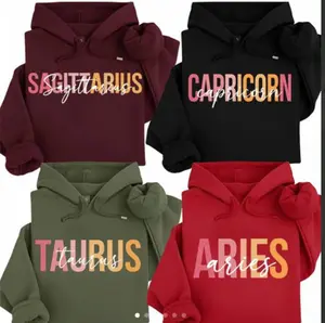 [Full 12 Zodiac] Minimalist Zodiac Hoodie, Modern Astrology Sign Sweatshirt, Bold Letter Graphic Pullover, Cozy Unisex Hoodie, Horoscope Gift For Zodiac Lovers