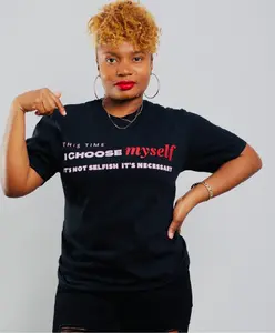 I Choose Myself T-Shirt - Black Fitted Crew Neck Short Sleeve Casual Top for Summer