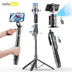 SELFIESHOW 360-Degree Intelligent Face Tracking Gimbal, Smart Gesture Recognition Selfie Stick with Remote Tripod & Fill Light, Selfie Accessories for iOS & Android, Phone, Tripod Stabilizer