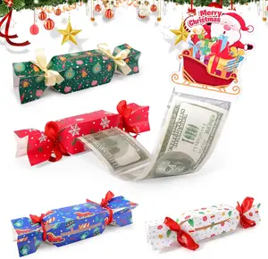 4PCS Christmas Money Box for Cash Gift Pull,Funny Surprise Box Money Gift Box for Kids Adults with 80 Transparent Bags,Exploding Money Roll Pull Pouch,Creative Ways to Give Money Gifts
