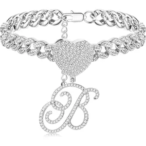 Sanfenly 1pc Silver Initial A Cuban Link Anklet for Women, 10mm Miami CZ Charm Ankle Bracelet, Summer Jewelry Gift for Girls