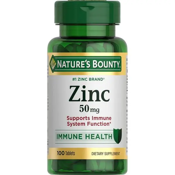 Nature’s Bounty Zinc 50mg, Immune Support & Antioxidant Supplement, Promotes Skin Health, 1 Caplet Per Day, Gluten Free, 250 Vegetarian Caplets