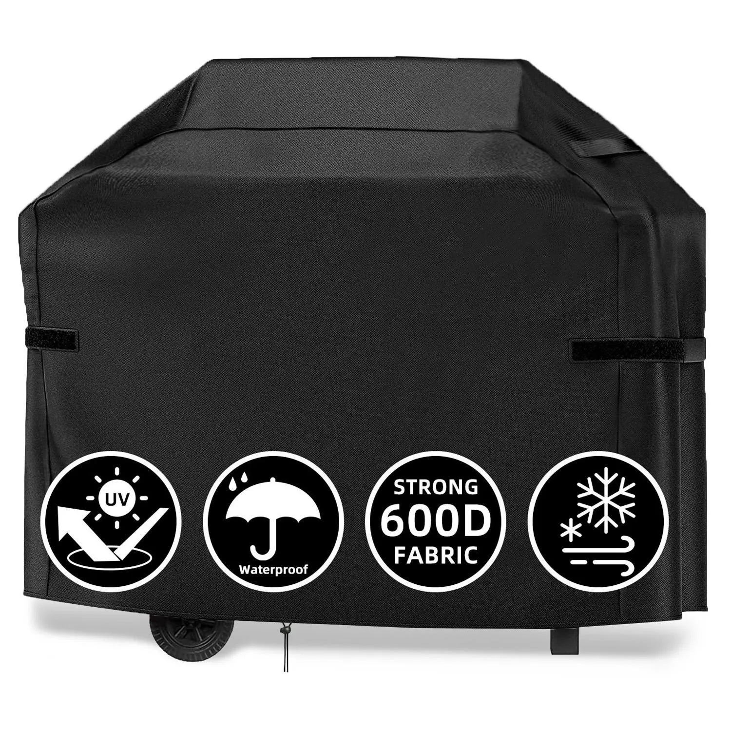 600D Fabric Black Grill Cover Waterproof UV Protection Strong Material for Outdoor Use