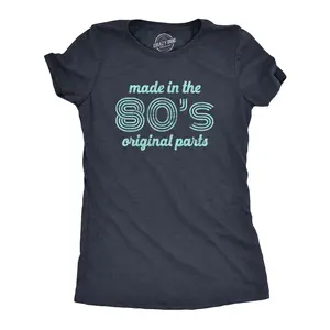 Womens Made In The 80s Original Parts T Shirt Funny Age Birthday Decade Graphic Tee Funny Womens T Shirts Cute Vintage Fashion Casual Ladies T-Shirt Gift Birthday Tops for Women Funny Vintage Top Women's Navy