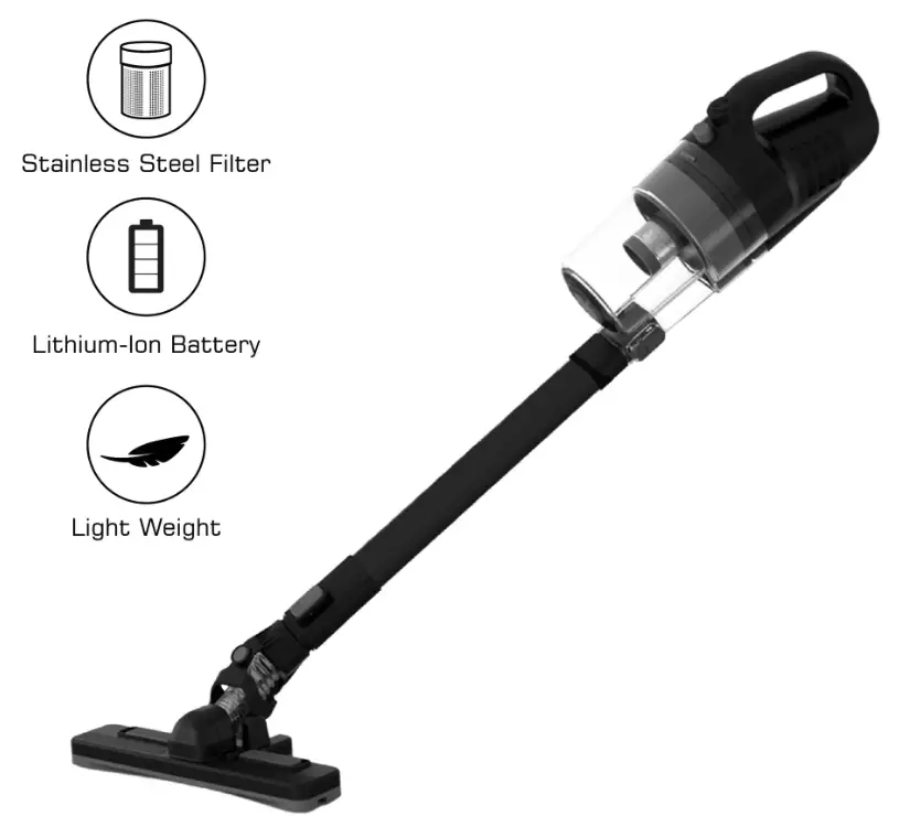 EC19C Cordless Stick Vacuum Cleaner, Lightweight Rechargeable Vacuum with Stainless Steel Filter, Lithium-Ion Battery for Carpet, Hardwood Floors, Pet Hair & Car Cleaning