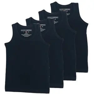 BROOKLYN VERTICAL Boys 4 Pack Undershirt Tank Top - Tagless Cotton Super Soft Runs Small