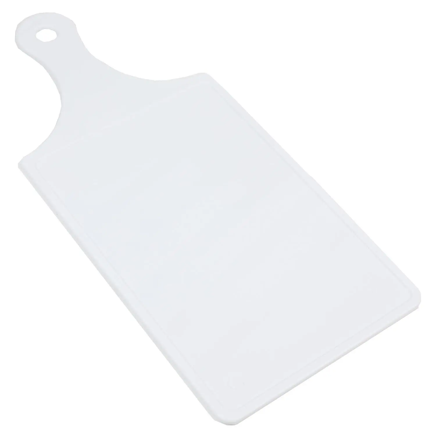 Plastic Paddle Cutting Board, 8.5 X 5.5 Inch, 12.75 Inches In Length, White